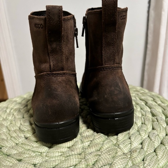 Ecco Touch 15 B Coffee Brown Oiled Leather Lightweight Flat Ankle Boots NWOB - Picture 7 of 10